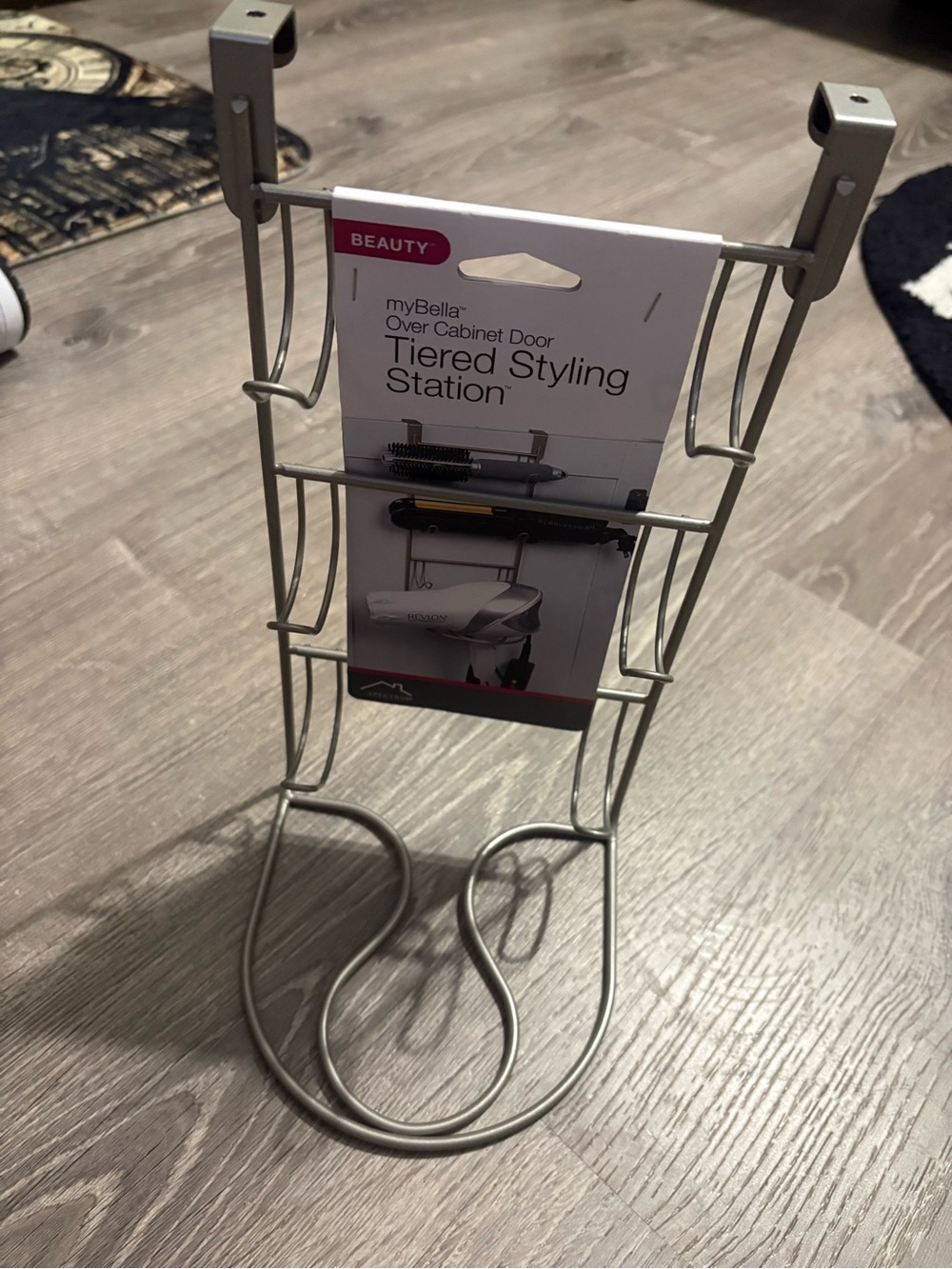 Over Cabinet Door Tiered Styling Station - Silver